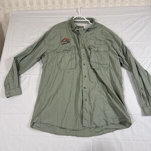 SHIRT Hook and Tackle MENS 2XL  Long Sleeve LIGHT KHAKI Fishing Vented Pocket